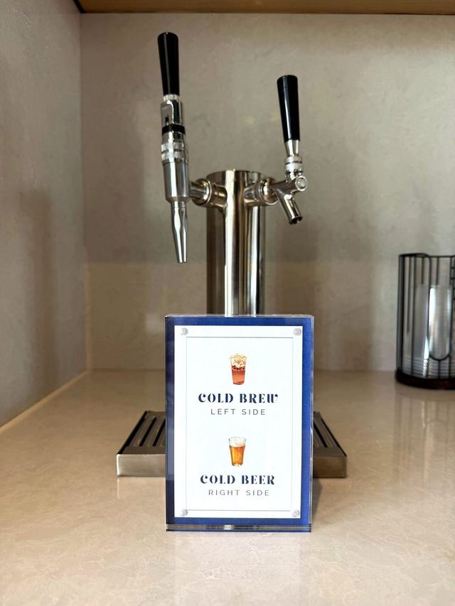 Cold brew tap tower with menu card