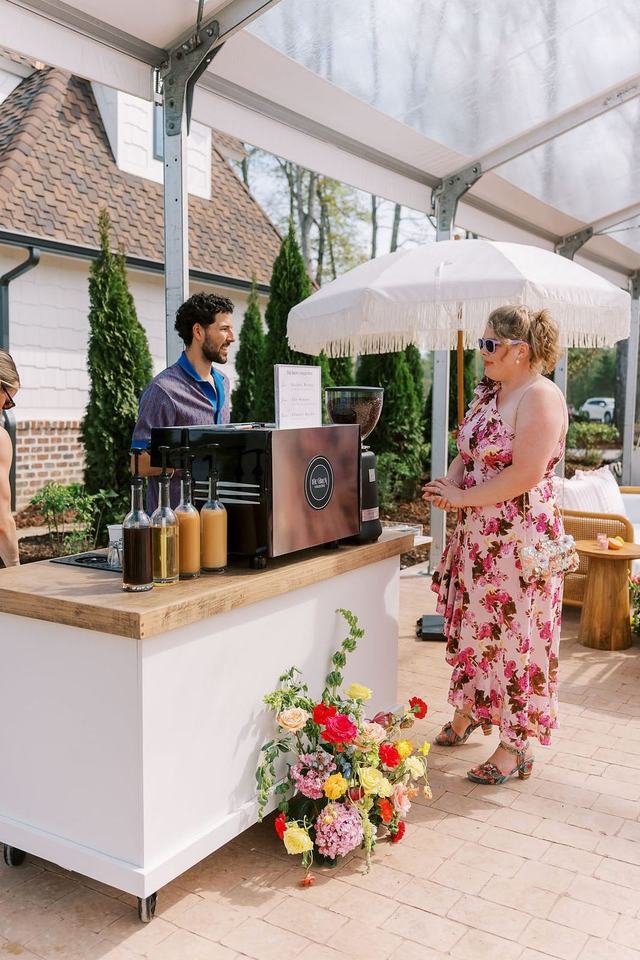 Garden party coffee cart with florals